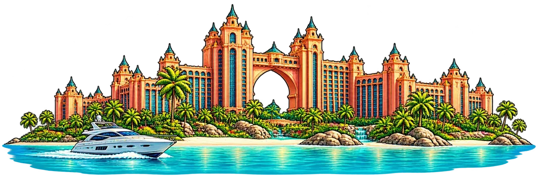 Paradise Island landmark illustration