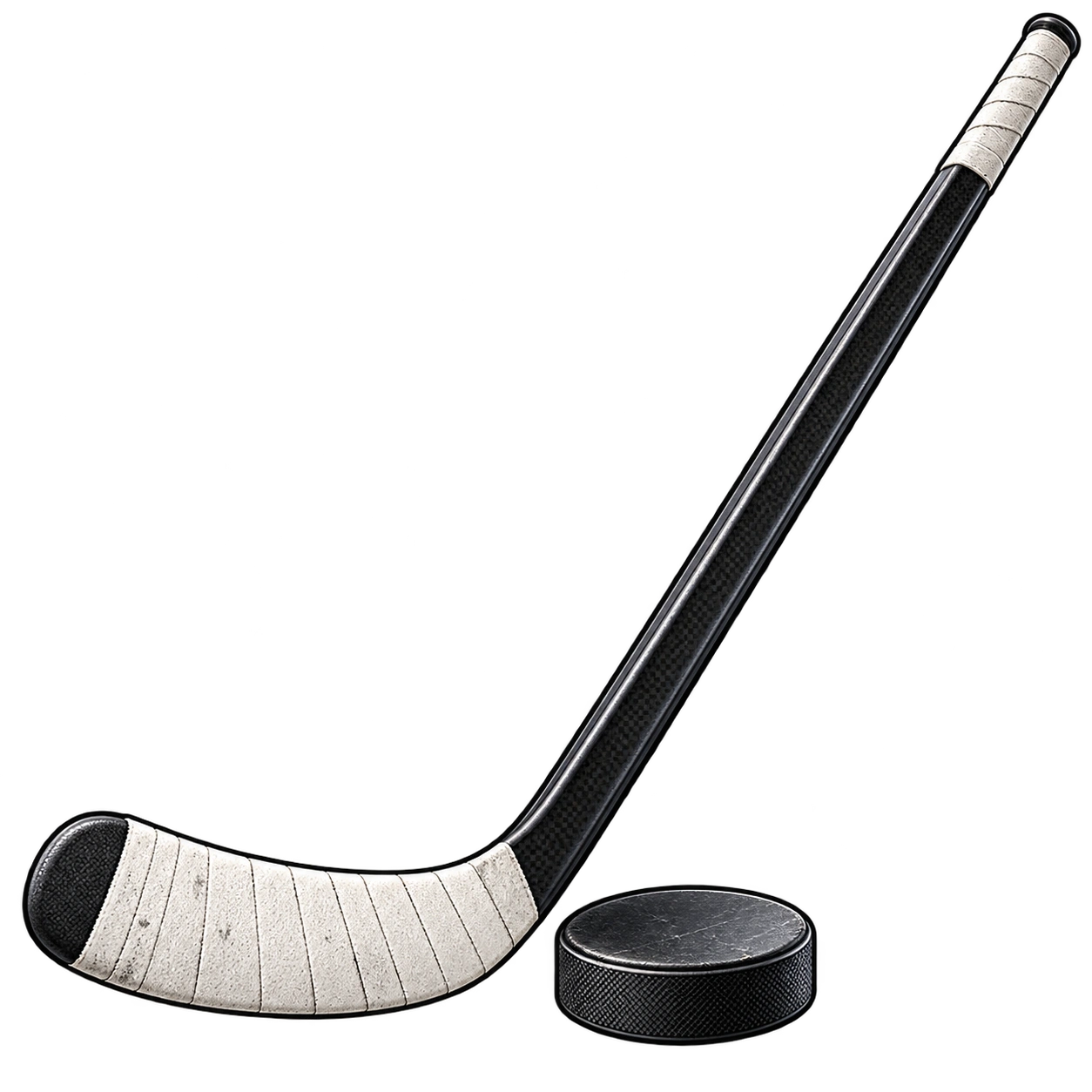 Hockey stick and puck