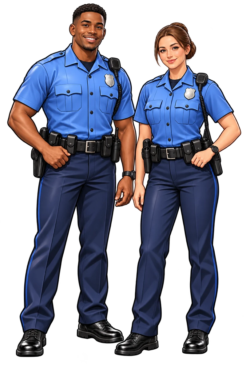 Black male and white female officers