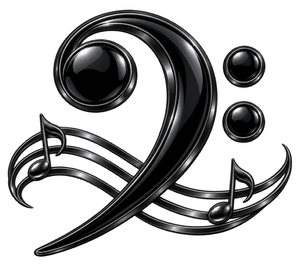 Flowing bass clef · Black